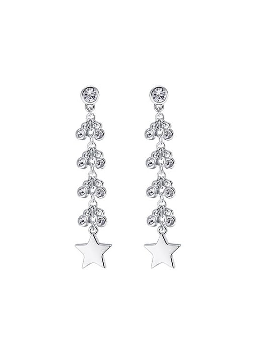 White Fashion Cubic Crystals Little Star Copper Drop Earrings