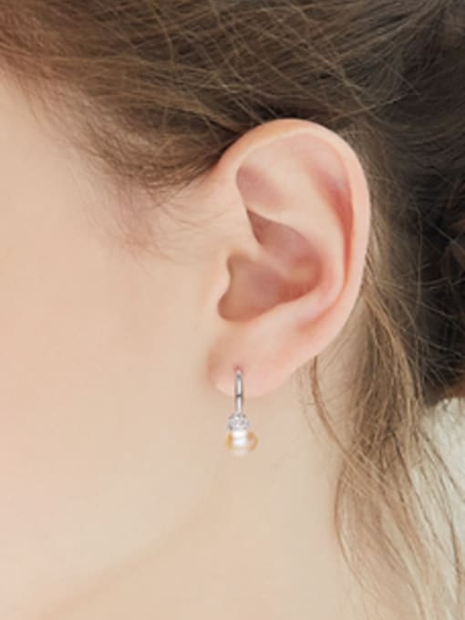 CEIDAI Simple Tiny Crown Freshwater Pearl Silver Earrings 1