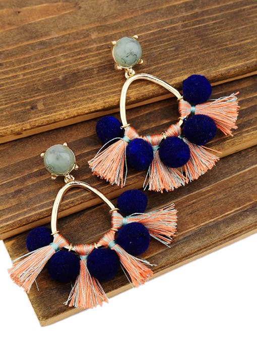 KM Fashionable Colorful Tassel drop earring 1
