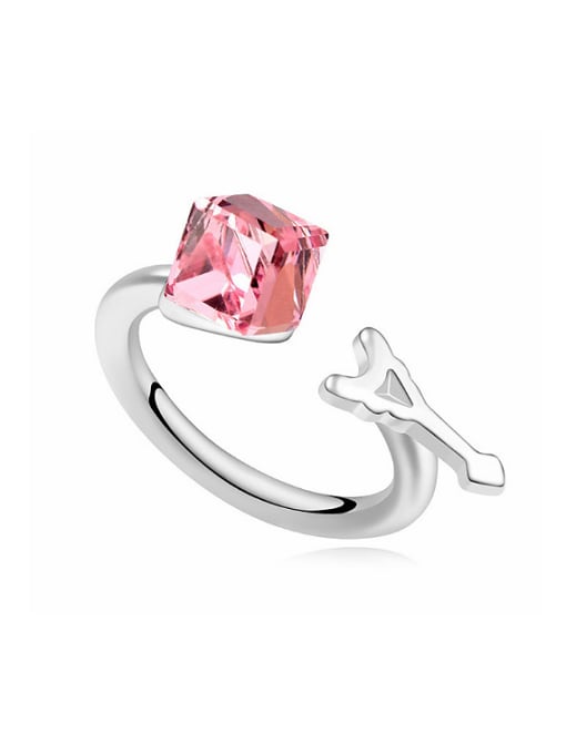 pink Personalized Cubic austrian Crystal-accented Opening Alloy Ring