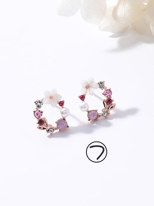 7#J3211 Alloy With Rose Gold Plated Simplistic Flower Stud Earrings