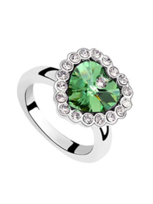 green Fashion Heart austrian Crystals Alloy Ring