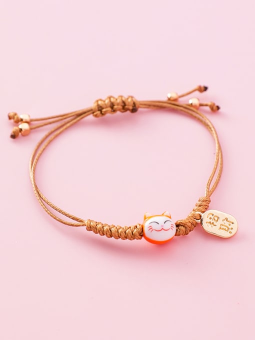 10625E knitted small cat (light brown) Alloy With 18k Gold Plated Bohemia Charm Bracelets
