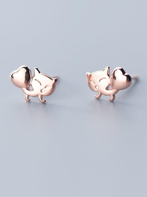 Rosh 925 Sterling Silver With Rose Gold Plated Cute Fox Stud Earrings 2