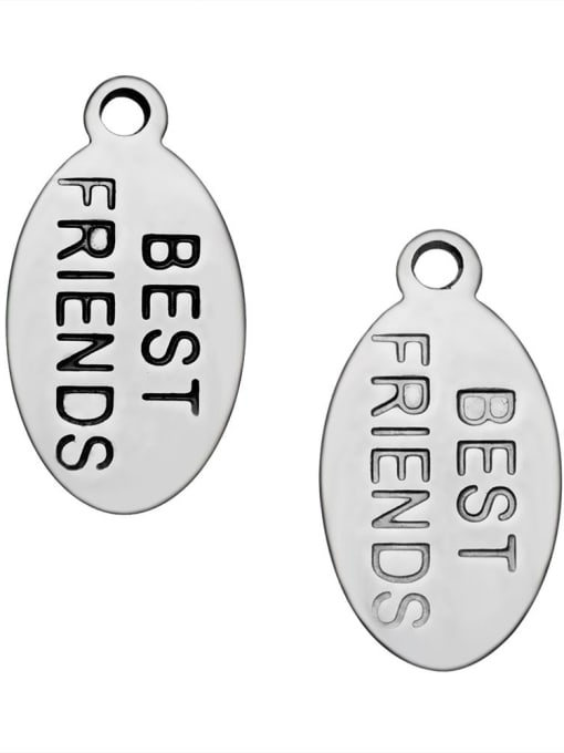 FTime Stainless Steel With Simplistic Oval with best friends words Charms 0
