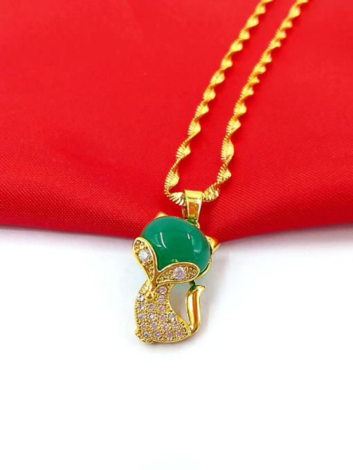 Green All-match Cat Shaped Carnelian Stone Necklace