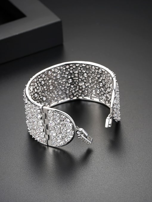 BLING SU Copper inlay AAA zircon fashion style wide bracelet 2
