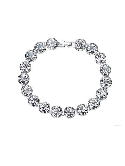 white Round Shaped austrian Crystals Bracelet