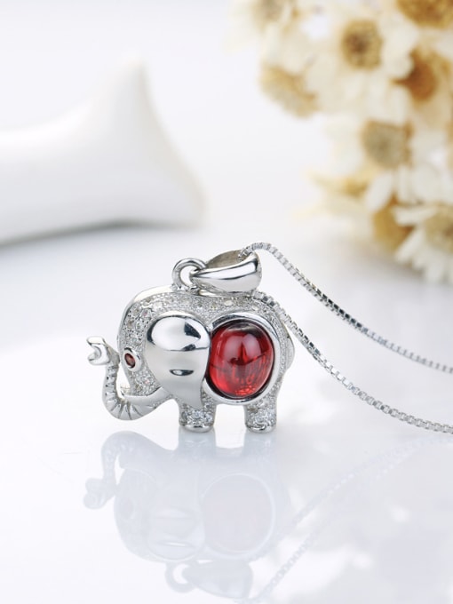 kwan Micro Pave Lovely Elephant Shaped Silver Pendant 1