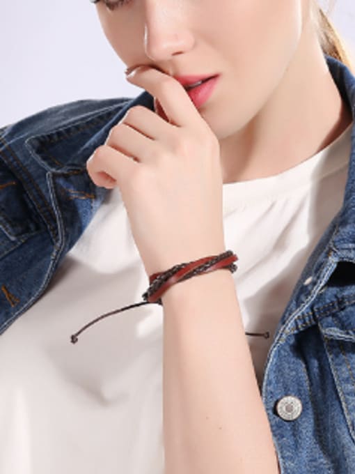 OUXI Retro style Artificial Leather Ropes Bracelet 1