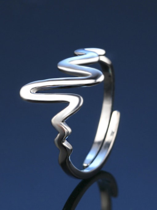 ZK Personalized 925 Sterling Silver Water Wave Ring 2