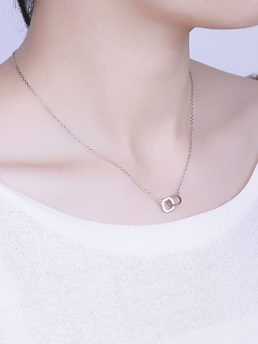One Silver Double Circle Necklace 1