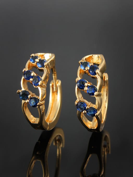 SANTIAGO Trendy 18K Gold Plated Geometric Zircon Clip Earrings 1