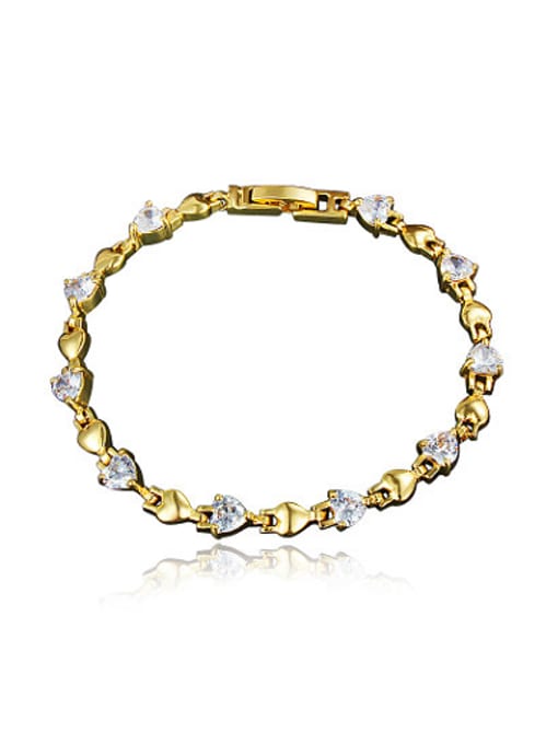 Gold Fashion 18K Gold Plated Heart Shaped Zircon Bracelet