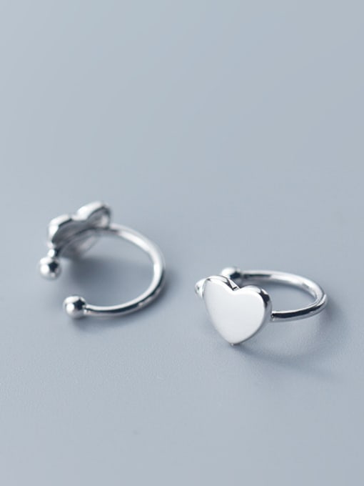 Rosh 925 Sterling Silver With Silver Plated Simplistic Heart Clip On Earrings 2