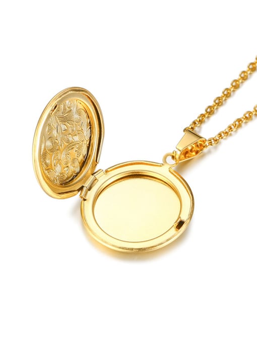 CONG Stainless Steel With Gold Plated Simplistic Round Pattern Necklaces 4
