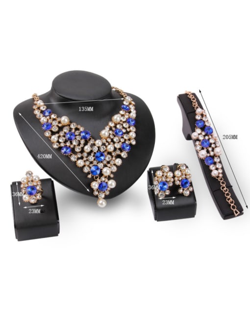 BESTIE Alloy Imitation-gold Plated Fashion Artificial Pearls and Stones Four Pieces Jewelry Set 2