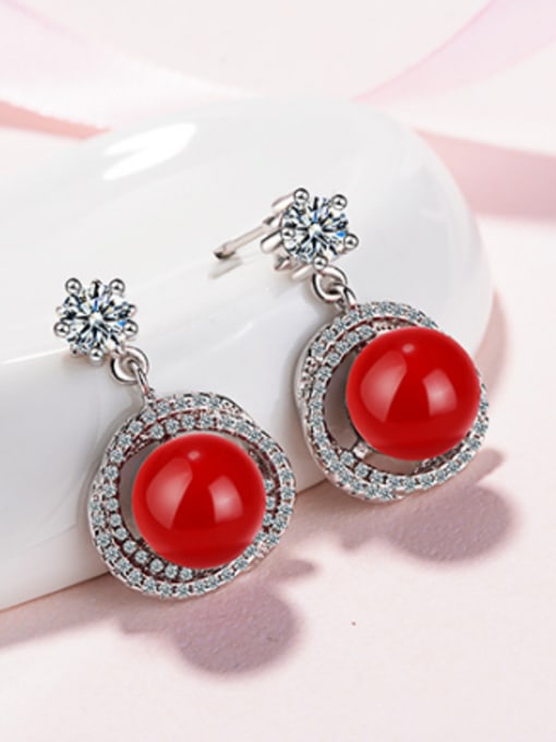 AI Fei Er Fashion Shiny Zirconias Imitation Pearl Stud Earrings 3