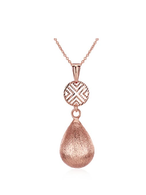 Rose Gold Simple Water Drop Hollow Round Necklace