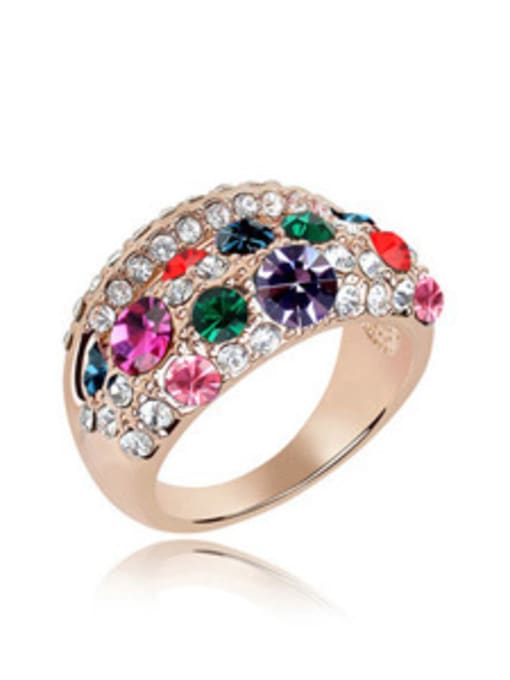 QIANZI Fashion Exaggerated Cubic austrian Crystals Alloy Ring 2