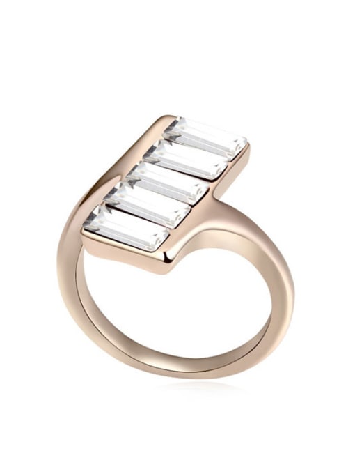 White Personalized Rectangular austrian Crystals Stack Alloy Ring