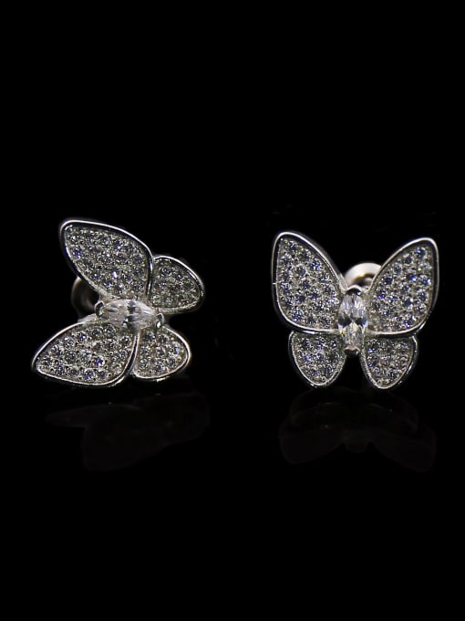 Silvery Butterfly Shaped stud Earring