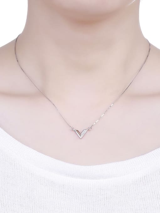 One Silver V Shape Necklace 1