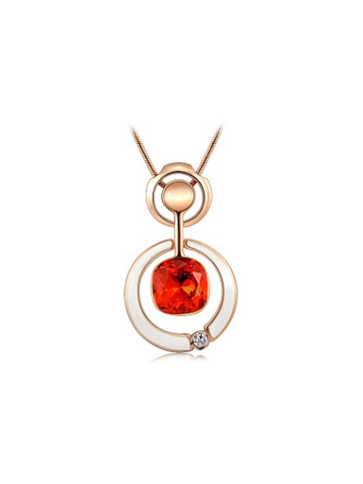 Rose Gold Creative Red Round Shaped Austria Crystal Necklace