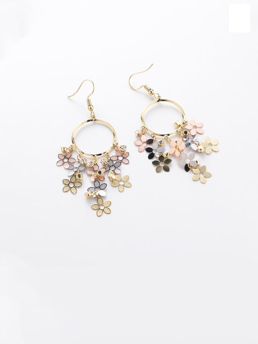 gold Alloy With Imitation Gold Plated Bohemia Flower Chandelier Earrings