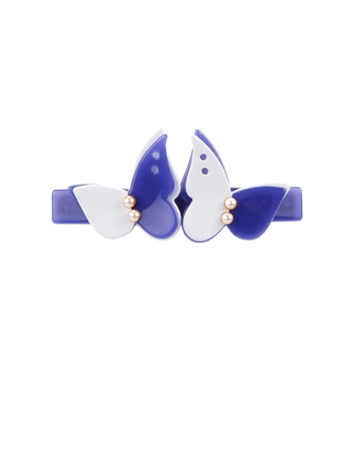 blue Alloy With Cellulose Acetate   Fashion Butterfly Barrettes & Clips