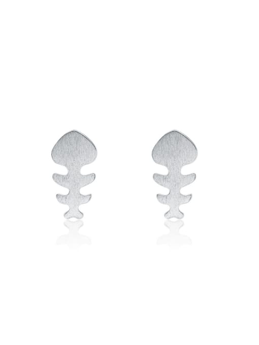 kwan Fashion Fish Bone Silver Stud Earrings 0