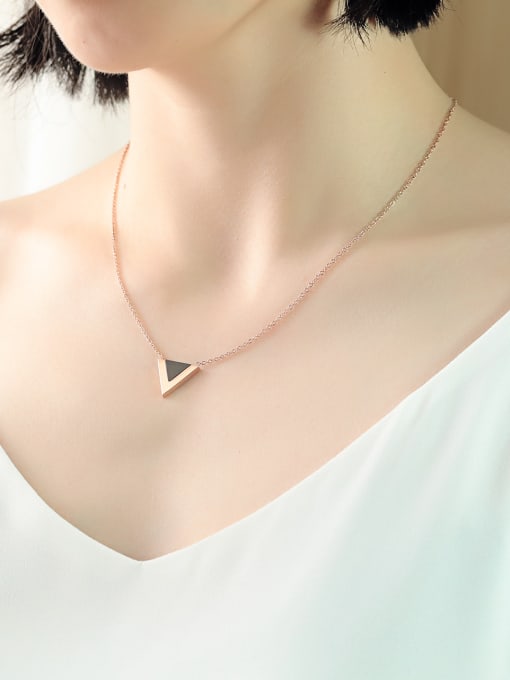 Open Sky Stainless Steel With Rose Gold Plated Simplistic Triangle Necklaces 1