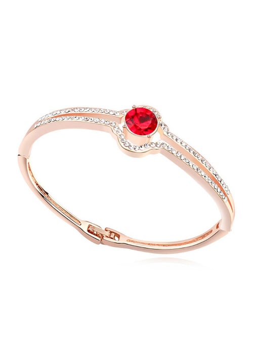 red Fashion Cubic austrian Crystals Rose Gold Plated Alloy Bangle