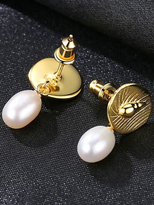 CCUI Sterling silver plated-18k gold natural pearl conch Earrings 2