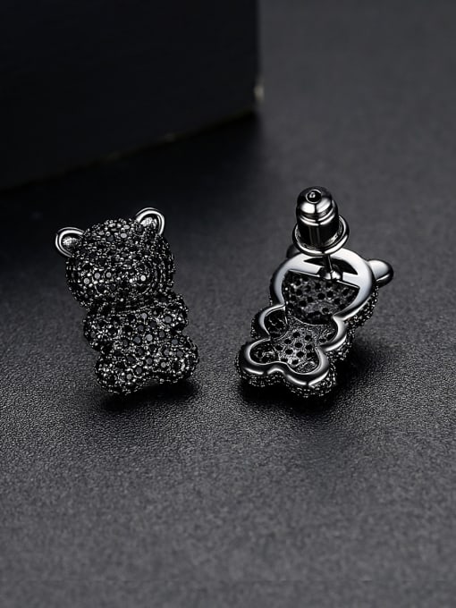 BLING SU Copper With Cubic Zirconia  Fashion Animal Bear Cluster Earrings 3