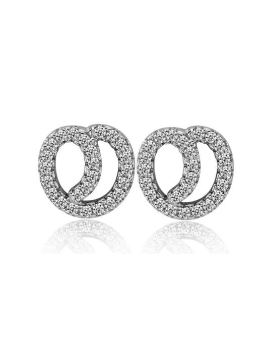 kwan Hollow Apple Silver Stud Earrings with Zircons 0