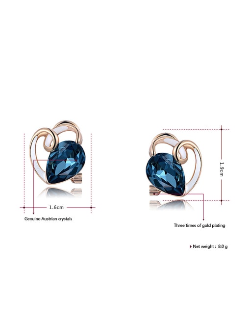 Ronaldo Exquisite Blue Heart Shaped Austria Crystal Two Pieces Jewelry Set 1
