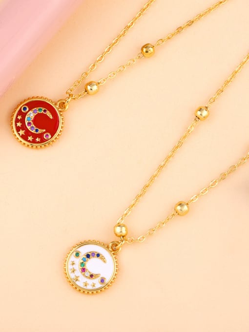 CC Copper With  Cubic Zirconia Fashion Moon round Necklaces 4