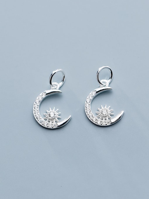 FAN 925 Sterling Silver With  Cubic Zirconia Personality Moon Charms 2