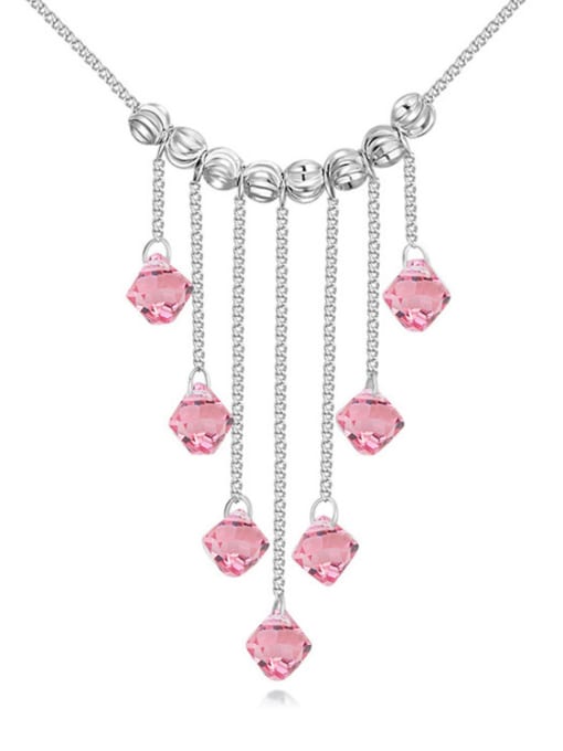 pink Fashion Little austrian Crystals Tassels Pendant Alloy Necklace