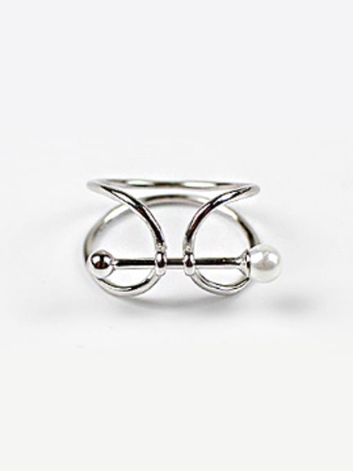 DAKA Fashion Personalized Little Artificial Pearl Silver Ring 0