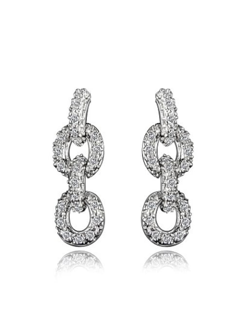 White Gold High Quality European and American 18K earring earring earrings with Zircon Earrings