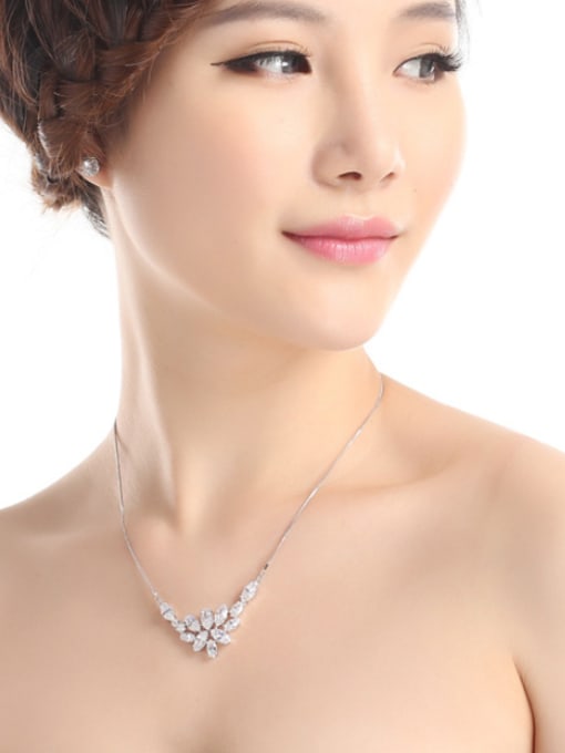 BLING SU Copper inlaid AAA Zircon flower necklace 1