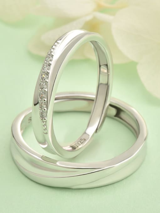Surface Opening Ring 925 Sterling Silver With Cubic Zirconia Simplistic  loves  Band Rings