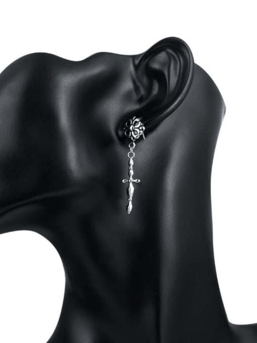 OUXI Personalized Cross Flower Drop Earrings 1