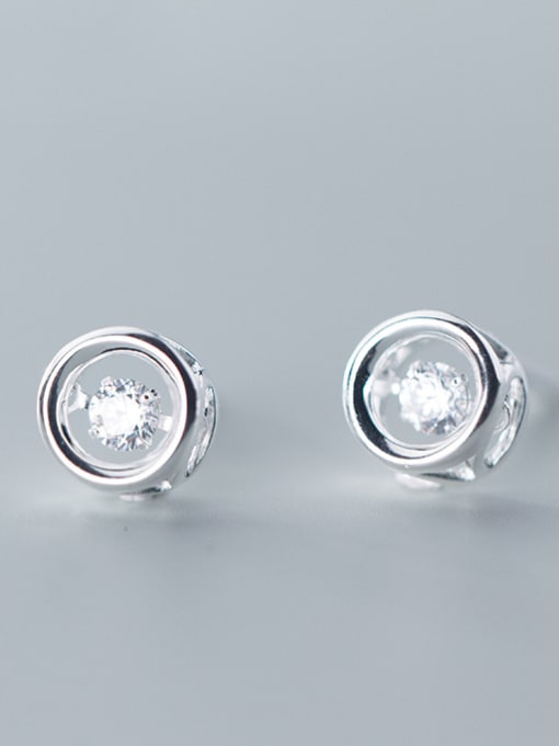 Rosh 925 Sterling Silver With Platinum Plated Simplistic Round Stud Earrings 1