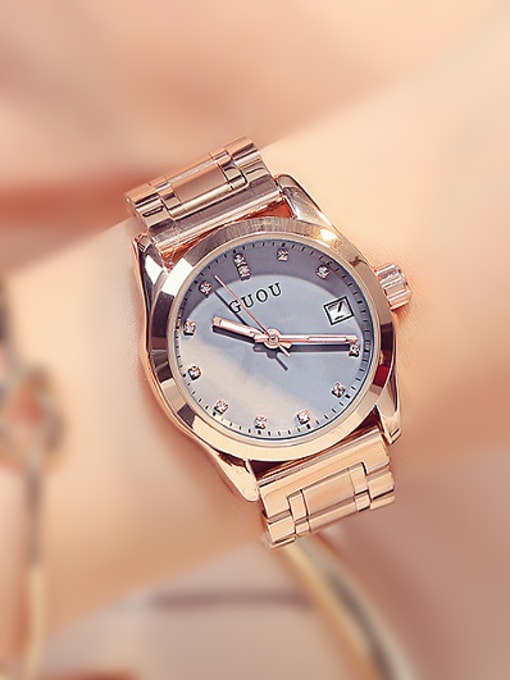 grey GUOU Brand Classical Rose Gold Plated Watch
