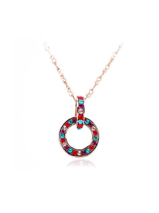 multi-color Simple Combined Ring Rhinestones Necklace