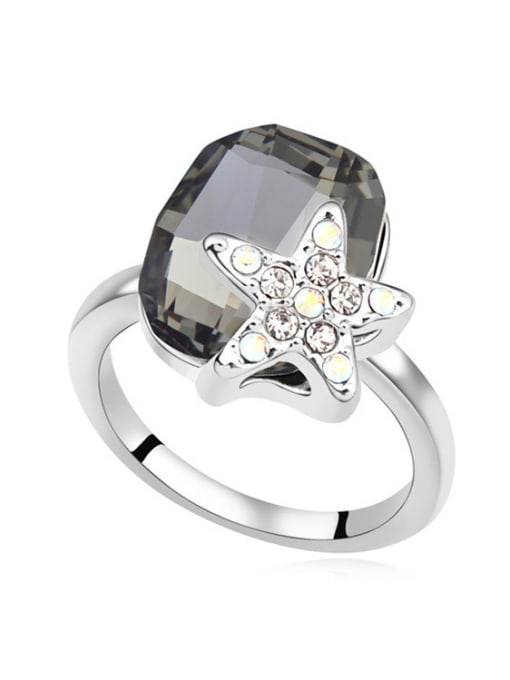 QIANZI Fashion austrian Crystal Starfish Alloy Ring 1