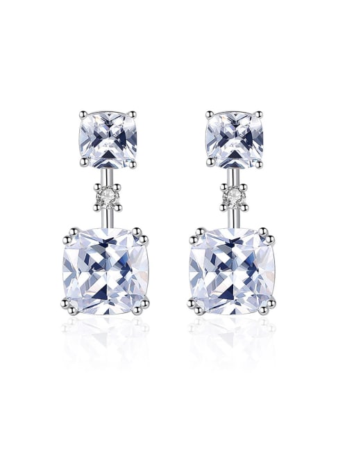 CCUI 925 Sterling Silver With Cubic Zirconia Delicate Square Stud Earrings 0